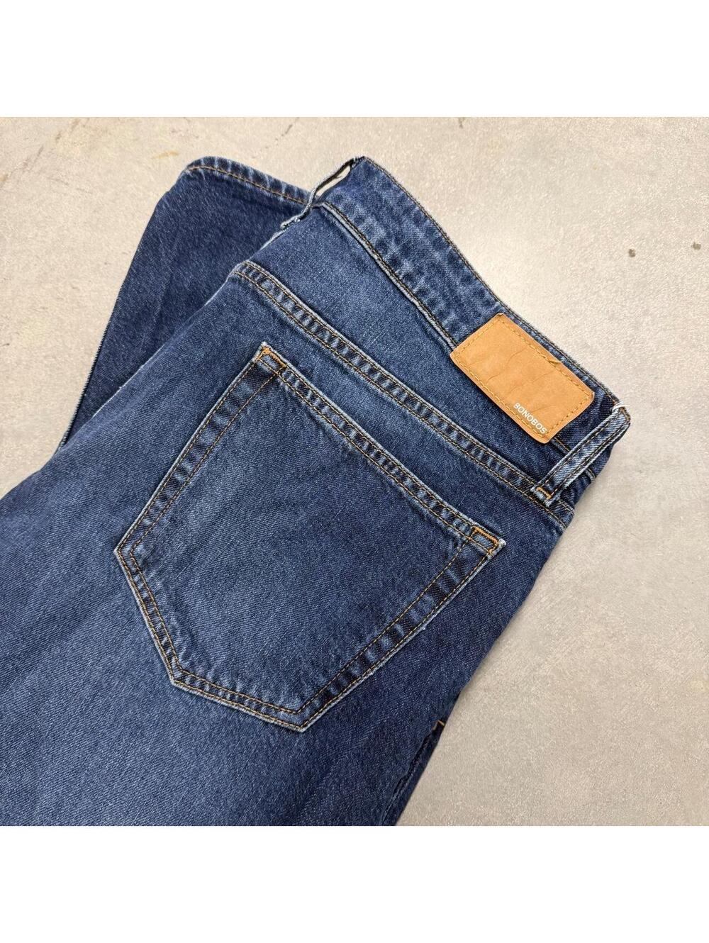 Bonobos Men's Blue Jeans 35x32 Medium Wash Straight Slim Fit Denim Pants